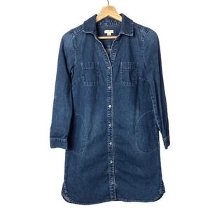 J. Jill Petite PXS Blue Pocket Denim Button Down Dress